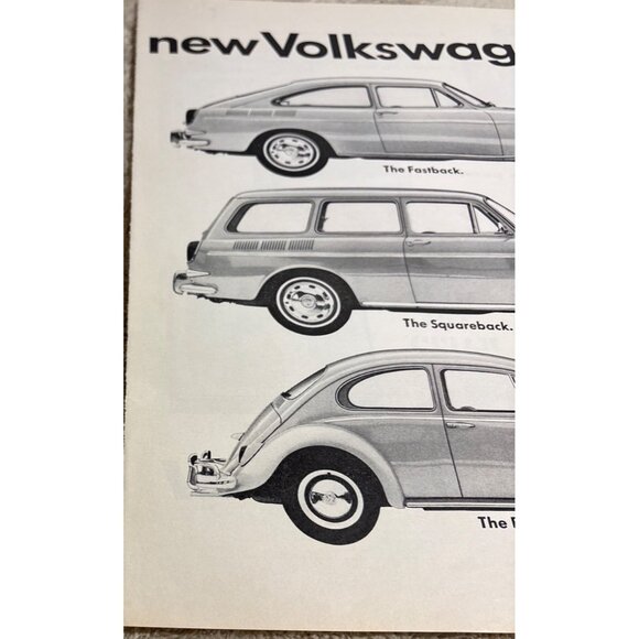 1960s Volkswagen Advertisement Double Page Fastback Squareback & Bug Models - Picture 11 of 12